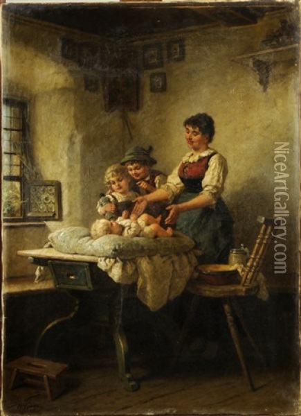 Le Nouveau-ne Oil Painting - Wilhelm Roegge