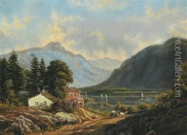 Mountainscape Oil Painting - Frederik Christian Jacobsen Kiaerskou