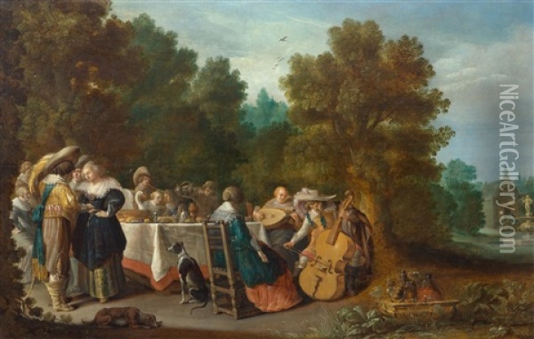 Open Air Banquet Oil Painting - Anthonie Palamedesz