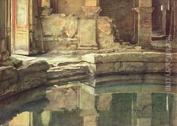 The Roman Circular Bath at Bath Oil Painting - Sir Edward John Poynter