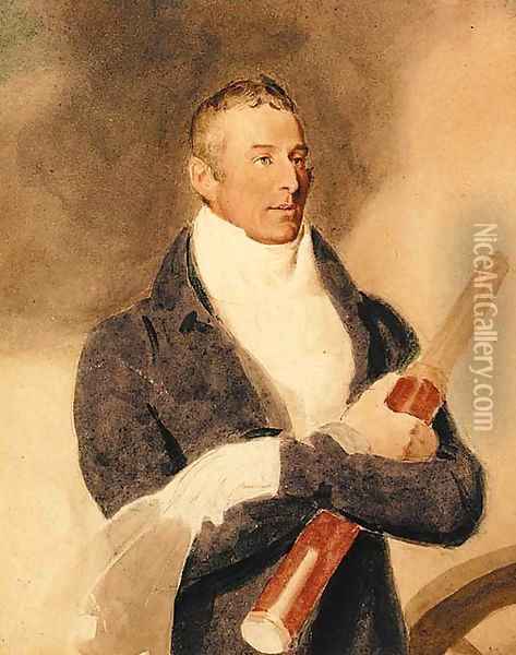 Portrait of the Duke of Wellington, half-length holding a telescope Oil Painting - Thomas Heaphy
