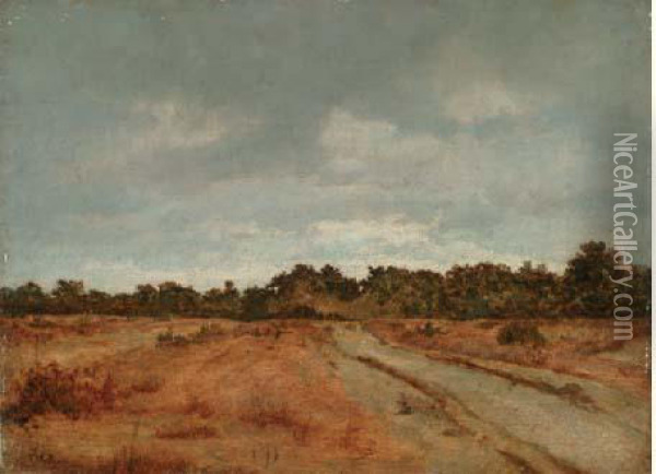 Chemin A Ornieres Dans La Lande De Barbizon Oil Painting - Theodore Rousseau