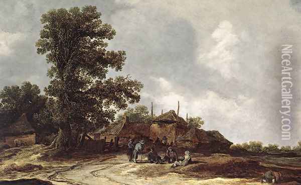Farmyard with Haystack Oil Painting - Jan van Goyen