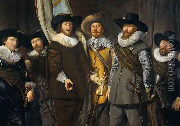 The Company of Cpt. Allaert Cloeck and Lt. Lucas Jacob [detail #1] Oil Painting - Thomas De Keyser