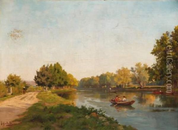Les Bords De La Sorgue Oil Painting - Joseph Garibaldi