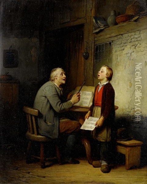 The Music Lesson Oil Painting - Ferdinand de Braekeleer the Elder