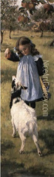 Teasing The Goat Oil Painting - Mabel Illingworth Varley