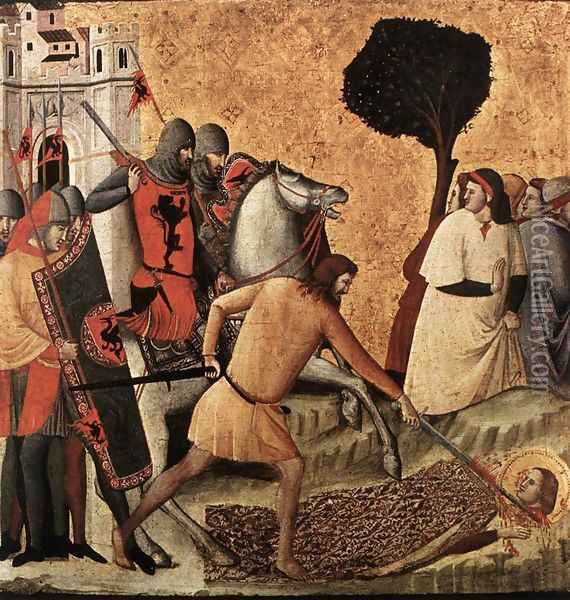 Scenes from the Life of St Colomba (Beheading of St Colomba) c. 1340 Oil Painting - Italian Unknown Masters