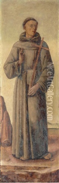 Saint Francis Of Assisi In A Tabernacle Door Oil Painting - Leonardo Boldrini