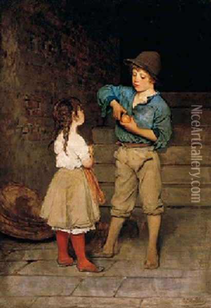 Zwei Kinder Oil Painting - Eugen von Blaas