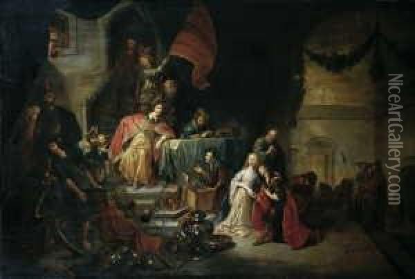 Die Grossmutigkeit Des Scipio (nach Livius Xxvi, 50). Oil Painting - Jacob Willemsz de Wet the Elder