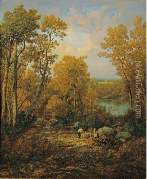 Le Bucheron [theodore Rousseau ;
 The Woodcutter ; Oil On Canvas ; Signed ; Executed In 1863 ; ] Oil Painting - Theodore Rousseau