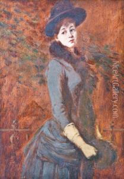 Damenportrait Oil Painting - Franz Skarbina