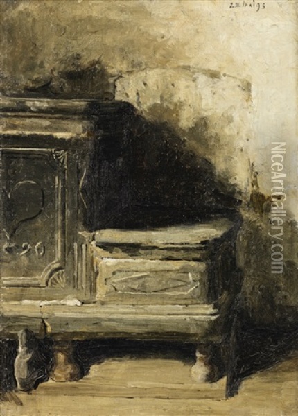 Der Alte Ofen Oil Painting - Albert Anker