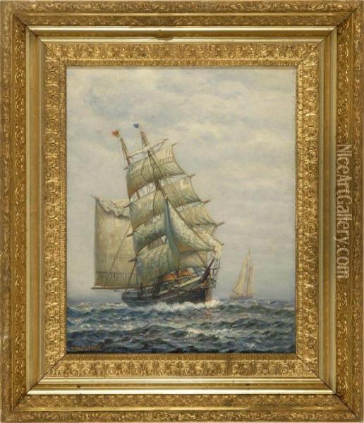 Ship At Sea Oil Painting - James Gale Tyler