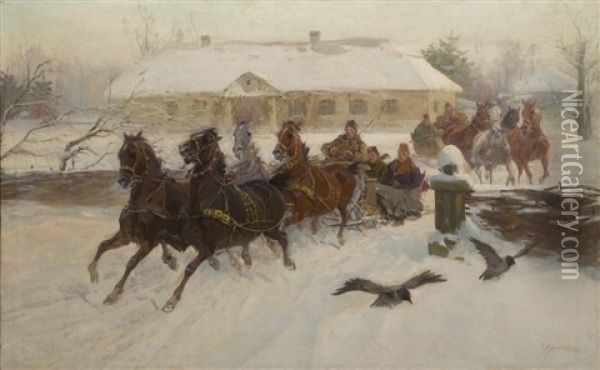 Zaprzeg Oil Painting - Czeslaw Wasilewski