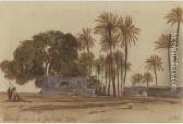 Esneh On The Nile, Near Luxor, Egypt Oil Painting - Edward Lear