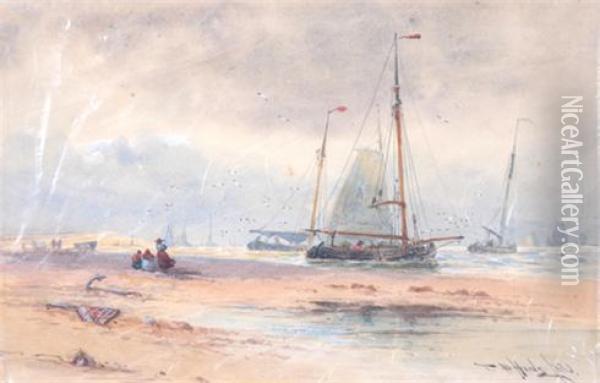 Dutch Coastal Scene Oil Painting - Thomas Bush Hardy