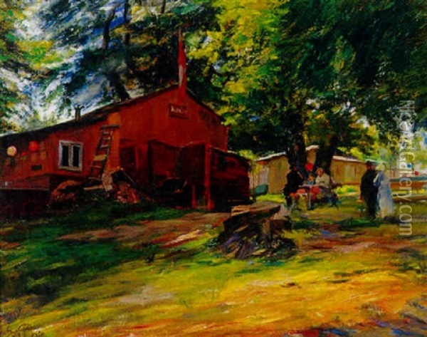 Gamle Boder Pa Dyrehavsbakken Oil Painting - Sally Nikolai Philipsen