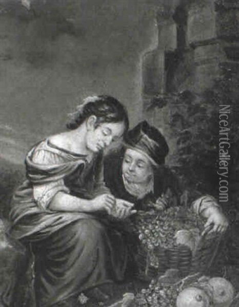 Two Children With A Basket Of Grapes Oil Painting - Bartolome Esteban Murillo