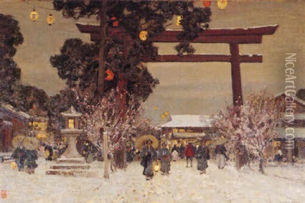 Haru-no-yoki (snow In Spring) Oil Painting - Sir Alfred East