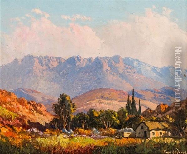 Cottage In A Valley Oil Painting - Tinus de Jongh