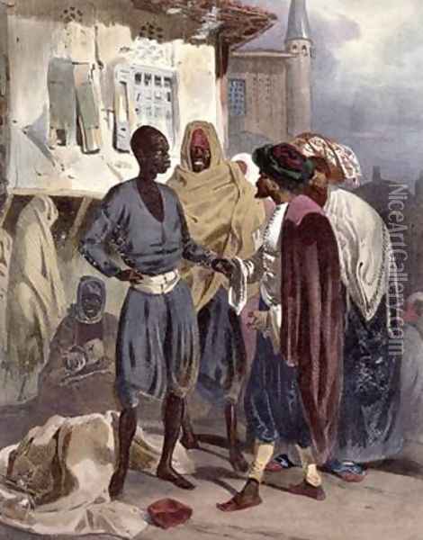 The Slave Market at Ak-Hissar Oil Painting - Theodore Leblanc