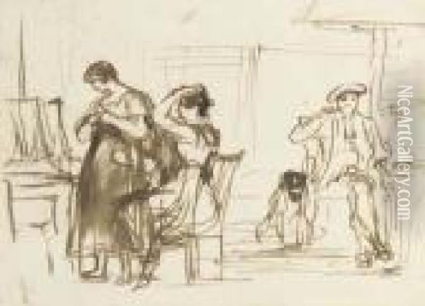 Preparing For The Ball Oil Painting - Sir David Wilkie