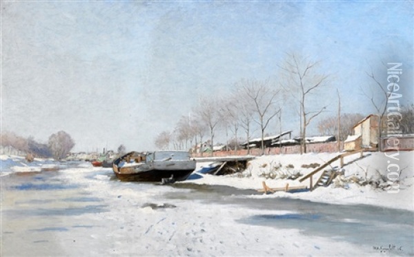 Vinterdag Pa Fyrisan - Motiv Fran Vasteras Oil Painting - Wilhelm von Gegerfelt