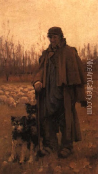 A Normandy Shepherd Oil Painting - Arthur Melville