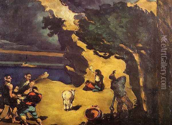 The Robbers And The Donkey Oil Painting - Paul Cezanne
