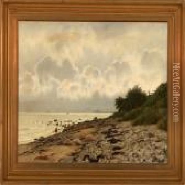 Coastal Scenery From Elsinore Oil Painting - Vilhelm Georg Groth