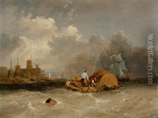 Fischerboote Vor Der Kuste Bei Aufziehendem Regen Oil Painting - Abraham Hulk the Elder