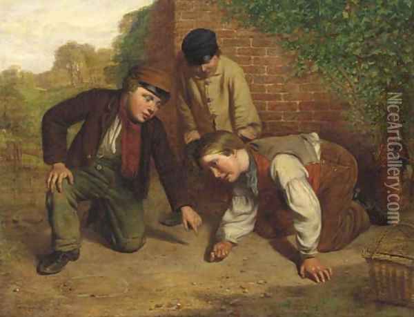 The game of marbles Oil Painting - Henry Garland