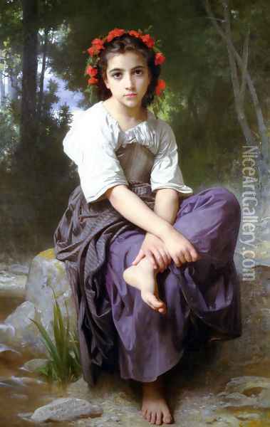 Au Bord Du Ruisseau (At the Edge of the River) Oil Painting - William-Adolphe Bouguereau