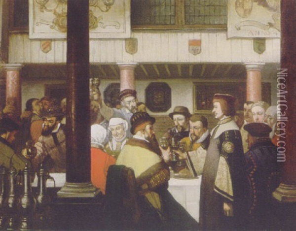 L'assemblee Des Notables Oil Painting - Hendrik Jan Augustyn Leys