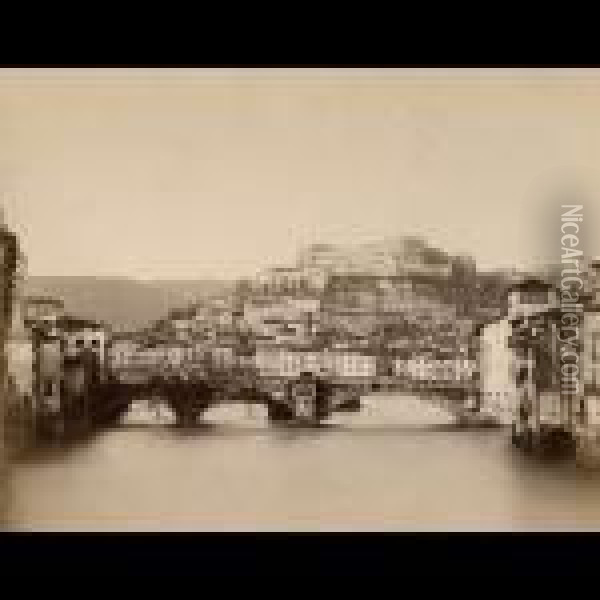 Verona Il Ponte Nuovo Con Castel San Pietro Oil Painting - Moritz Eduard Lotze