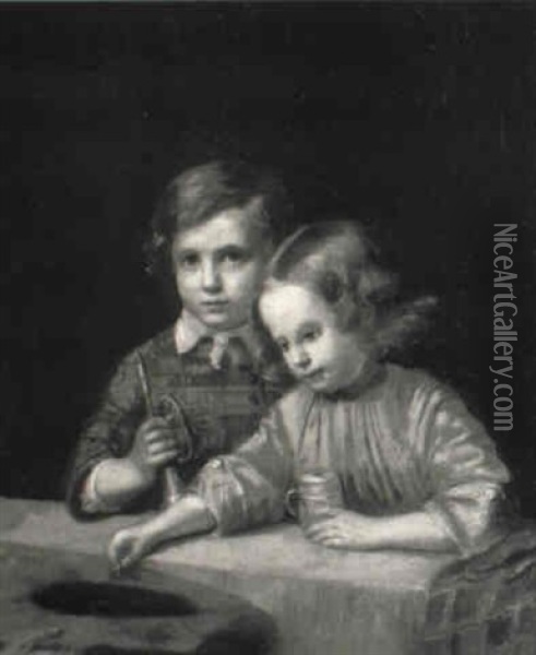 Geschwisterpaar In Der Loge Oil Painting - Karl Friedrich Boser