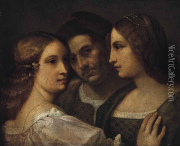 A Study Of Three Heads Oil Painting - Sebastiano Del Piombo