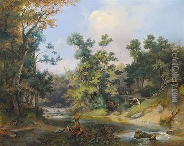 Waldlandschaft Oil Painting - Josef Holzer