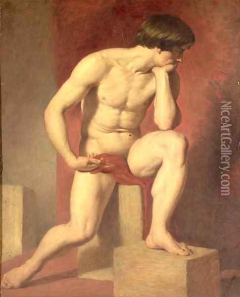 A Male Nude Oil Painting - William Etty