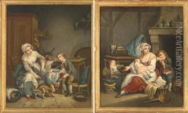 Scenes D'interieur Oil Painting - Jean Baptiste Greuze