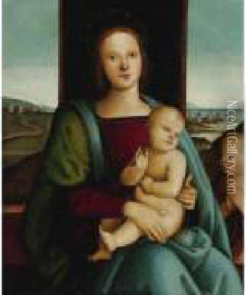 Madonna And Child With The Infant Saint John The Baptist Oil Painting - Pietro Perugino