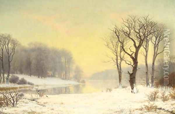 Early morning in winter Oil Painting - Nordahl Peter Frederik Grove