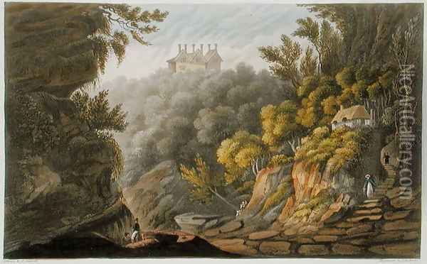 Shanklin Chine, from 'The Isle of Wight Illustrated, in a Series of Coloured Views' Oil Painting - Frederick Calvert