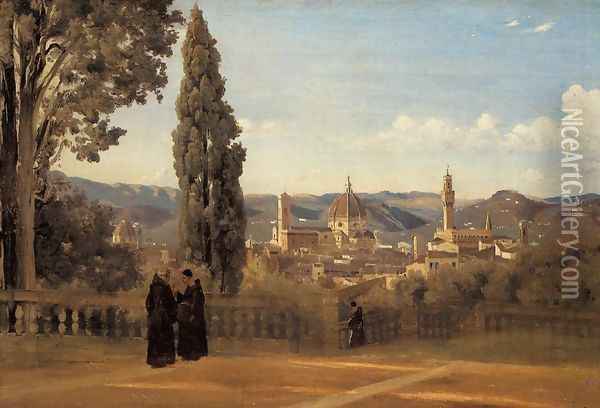Florence - The Boboli Gardens Oil Painting - Jean-Baptiste-Camille Corot