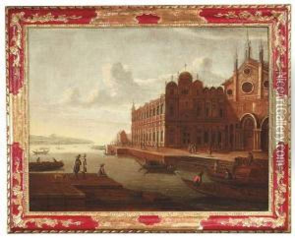 A Venetian Capriccio With The 
Scuola Grandi Di San Marco And The Basilica Dei Santi Giovanni E Paolo Oil Painting - Luca Carlevarijs