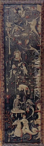 Decorative Wall Panel With Fantastical Creatures Oil Painting - Amico Aspertini