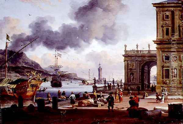 A Mediterranean Harbour Scene Oil Painting - Ivan Vishnyakov