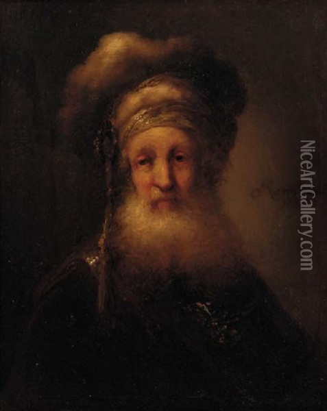 A Man In Oriental Costume Oil Painting -  Rembrandt van Rijn